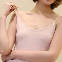 골지 여성 끈나시 쿨 면나시티 소프트 파스텔톤