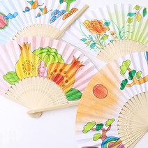 민화샵 입문형 부채 만들기재료 민화 합죽선 초등 유아 미술재료, 석류