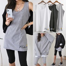 젤리티샵 레이어드 나시 55~88 여성 민소매 레이어드 롱나시 빅사이즈 트임나시