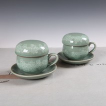 청자 인화문 손잡이 1인 다기세트