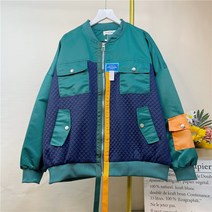 추리닝점퍼 그린 패치워크 야구복 코트 여성 와이드 루즈핏 작은 키 상의 가을옷 2586349736