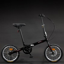 JINGHENG 16인치 성인 접이식 자전거 MTB 미니벨로 폴딩, 디스크 브레이크 블랙_16 인치
