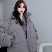 에잇티즈 힙앤 이지 웰론 하이넥 윈터 오버핏 폭 감싸는 패딩 하프 점퍼