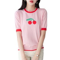 박시한 니트여 여름 여성복 루즈핏 반팔티 라운드 쇼트 탑 패션 뉴타임즈 R448U875