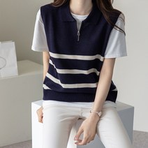 바이단미 여성용 니트 베스트 지퍼 카라 조끼