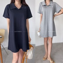 8972 (국내산) 카라넥 미니 원피스 셔츠형 여성 봄 여름 PK 롱티셔츠 반팔 레깅스