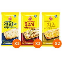 (냉동)[오뚜기]고르곤졸라사각피자x2 + 불고기사각피자x2개+치즈사각피자x2, 1세트