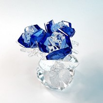 크리스탈 장미 유리 꽃 어버이날 성년의날 선물 납골당장식 미니어처 무드등 기념일 인테리어소품, 블루