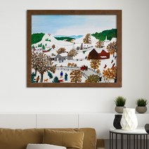 나봄갤러리 그랜마 모지스 크리스마스 풍경화 일러스트 명화, 4.내츄럴 브라운 액자