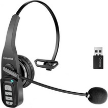 블루투스 헤드셋 V5.0 핸즈프리 무선 노이즈 캔슬링 마이크 Trucker Bluetooth PC 휴대 전화 드라이버 사무실 콜센터용 USB 동글이 온이어 헤드폰BGSL, 블랙입니다.