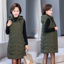 빅사이즈 초경량 패딩 베스트 조끼 중년 어머니 겨울 다운 파카 후드 롱 코트 플러스 사이즈 6XL 417
