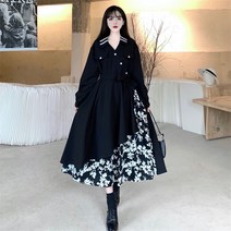 ANYOU 여성 패션 트렌드 긴팔원피스 고급 기질 롱원피스
