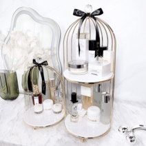 향수진열대 북유럽 심플 골드 화장품 수납 선반, 1단, 화이트골드