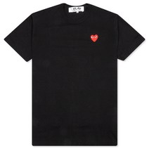 CDG 플레이 레드 엠블럼 티셔츠 블랙 301451