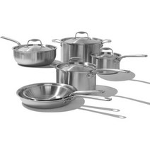 [해외] Made In Cookware - 10피스 스텐 냄비 및 팬 세트 - 5 플라이 클래드 - 스테인레스 논스틱 프라이팬 소스 팬 및 스톡 냄비 포함 - 전문 쿡웨어 - M, 10 Piece Set