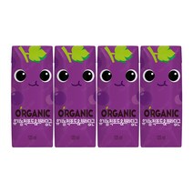 오가닉 적포도 주스, 125ml, 4개