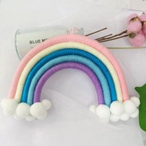 아이방 꾸미기 마크라메 무지개 모빌 인테리어 소품 벽 장식 신생아방 애기방, 핑크