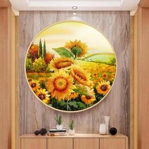 원형 보석십자수 액자세트 비즈 큐빅 구슬 자수 행운해바라기 지름50cm, 행운해바라기지름50cm, 로즈골드