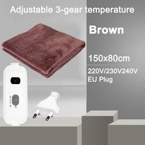 12V 전기장판 온열매트 세탁 플란넬 급속 난방 전기 담요 이불 미국/EU 플러그 110V/220V 보안 온도 조절기 겨울 따뜻한 패드 더블 침대 워머, 04 150x80cm EU Brown