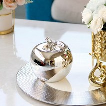 오브제 럭셔리 인테리어 미술품세라믹 황금 사과 인형 실버 사과 입상 인테리어 오피스 데스크탑 액세서리에 대한, 은