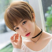 스타일 숏컷 가발 앞 머리 통 보브컷 여자 커트 짧은 컷트 전체 티안나는 자연 스러운, 1, 오렌지브라운