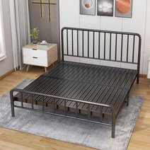 저상침대프레임 철제 블랙 골드 DIY 라운드 저상 엔틱 레트로 신혼 원룸, 블랙 A