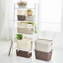 할메이드 라탄 팬트리 수납 바구니 바스켓 정리 수납함, 1개, 중-베이지