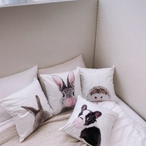 귀여운 동물 의자쿠션 등받이 차량 쇼파쿠션 쿠션커버 4개세트