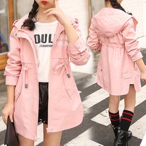 허리조임영문야상 후드점퍼 야상 자켓 바바리 초등코트 아우터 주니어 여아드레스외투 트렌치코트