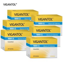비간톨 독일 vigantol 비간토레텐 비타민 D3 묶음 보충제 매일1정, 6박스, 200정
