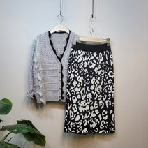 라임브릿지 호피 니트 스커트