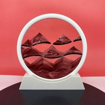 북유럽 크리에이티브 무빙 샌드 아트 액체 모래 시계 흐르는 풍경 라운드 퀵샌드 페인팅 홈 장식 선물 3D, 5 inch, White Base-Brown 2