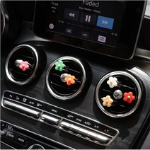 귀여운 송풍구 악세사리 미니꽃장식 디퓨저 석고방향제 플라워 차량인테리어 자동차소품 꾸미기, 그린