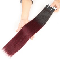 Joedir-더블 드로운 브라질 레미 헤어 번들 야키 스트레이트 위브 컬러 # P6/613 피아노 색상 금발, 07 Color  T1B-99J_02 10inches