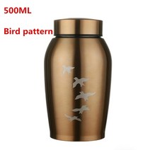 강아지스톤함 강아지비석 강아지유골함 골드블랙 스테인레스 스틸 항아리 애완 동물 개 고양이 새 마우스 화장 재 항아리 유품 관 애완 동물 기념, 500ml 새