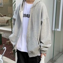 남자 여자 가을 간절기 얇은 데일리 무지 후드 집업 회색 블랙
