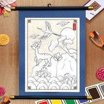 주간보호센터 요양원 어르신 색칠놀이 물감 붓포함 민화그리기 집콕놀이 엄마표미술, 십장생도