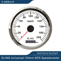 속도계 ELING-110mm 차원 GPS 주행 거리계 0-200km/h 12V/24V 빨간색과 노란색 백라이트 방수 포함, [01] WS