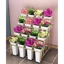꽃집진열대 꽃꽃이 받침대 꽃가게 선반 생화 보관, (통 포함) 3x4 화이트 골드