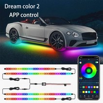 네온 LED 자동차 언더 글로우 하단 조명 앱 원격 사운드 제어 RGB 유연한 바디 스트립 자동 장식 주변 램프, Dream Color APP_60cm and 90cm