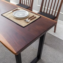 [디포코] 윌슨 로즈 우드슬랩 4인용 식탁 테이블 1350, WD 4인 식탁 테이블