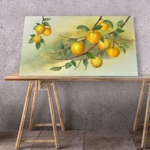 황금사과 노란 사과 나무 가지 풍경화 그림 액자 캔버스 금전운 행운 돈 복을부르는 애풀 풍경화, 단품