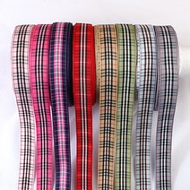 [Y-65-02]타탄체크리본 25mm 1yd(90cm), ③퍼플
