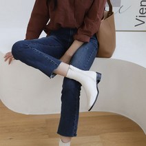 스퀘어 굽낮은 앵클부츠 3cm 여성 코디 삭스 스판 통굽 가을 부츠
