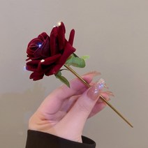 장미 꽃 크리스탈 헤어핀 헤어클립 잎 우아한 여성 소녀 패션 포니 테일 홀더 액세서리, 01 rose