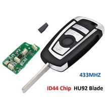 자동차키 스마트키3버튼 원격 자동차 키 315MHZ 433MHZ ID44 PCF7935 칩 HU92 Uncut BMW EWS 325 330 318, 01 433MHZ With Chip