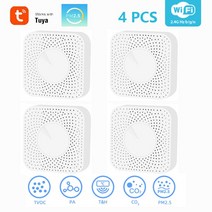 TuyaWifi 스마트 공기 품질 모니터 CO2 온도 습도 측정기 VOC HCHO PM2.5 가스 측정기 자동화 알람 장치, 04 4 피스S