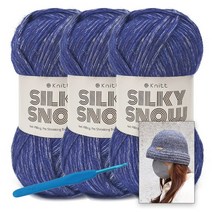 [니뜨] 실키스노우실(100g)x3볼+코바늘 7/0호+루비나버킷햇도안, 11_네이비