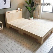장인가구 킹덤 38T 소나무원목 수납헤드 평상침대SS 프레임 FM001-1, 내츄럴, 내츄럴
