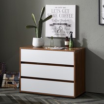 달리빙앤 셀레나 3단 서랍장 A타입, 멀바우화이트